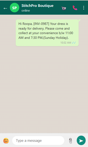 WhatsApp Customer Notification